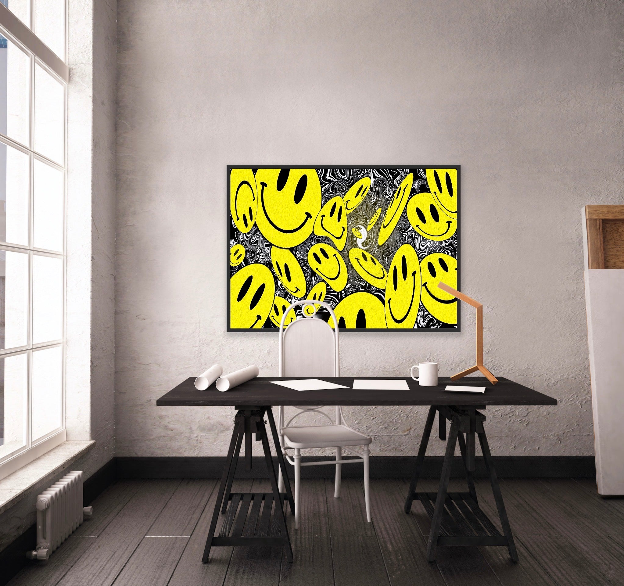 HAPPY DELIRIUM | Smiley Face Pop Art Poster | PlasteringPosters.com