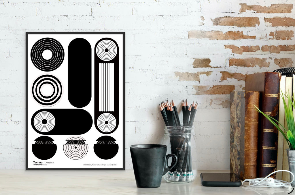 BAUHAUS 1919-1933 Techno 1 V1 | Geometric Techno Art Poster | PlasteringPosters.com