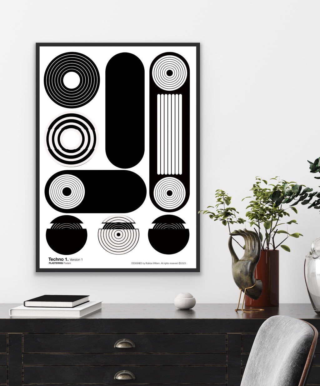 BAUHAUS 1919-1933 Techno 1 V1 | Geometric Techno Art Poster | PlasteringPosters.com