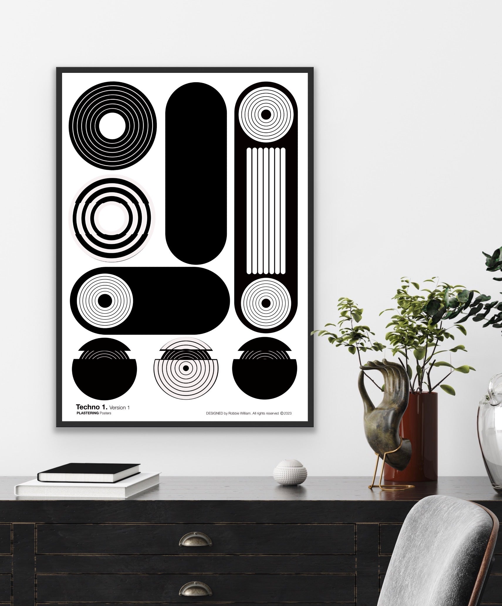 BAUHAUS 1919-1933 Techno 1 V1 | Geometric Techno Art Poster | PlasteringPosters.com