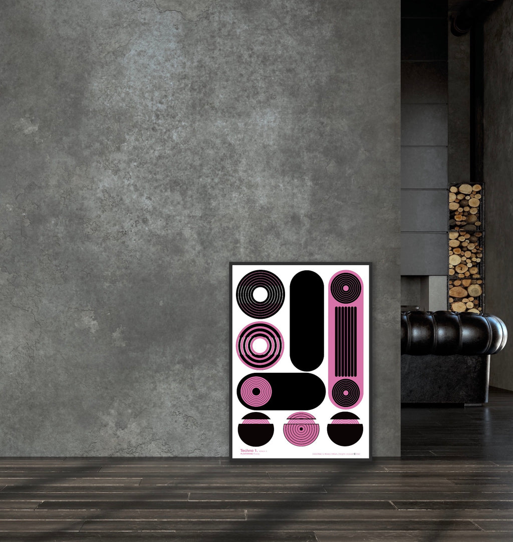BAUHAUS 1919-1933 Techno 1 V2 | Geometric Techno Art Poster | PlasteringPosters.com