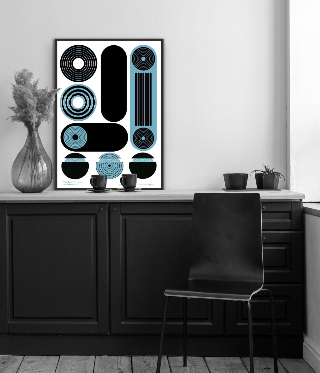 BAUHAUS 1919-1933 Techno 1 V3 | Geometric Techno Art Poster | PlasteringPosters.com