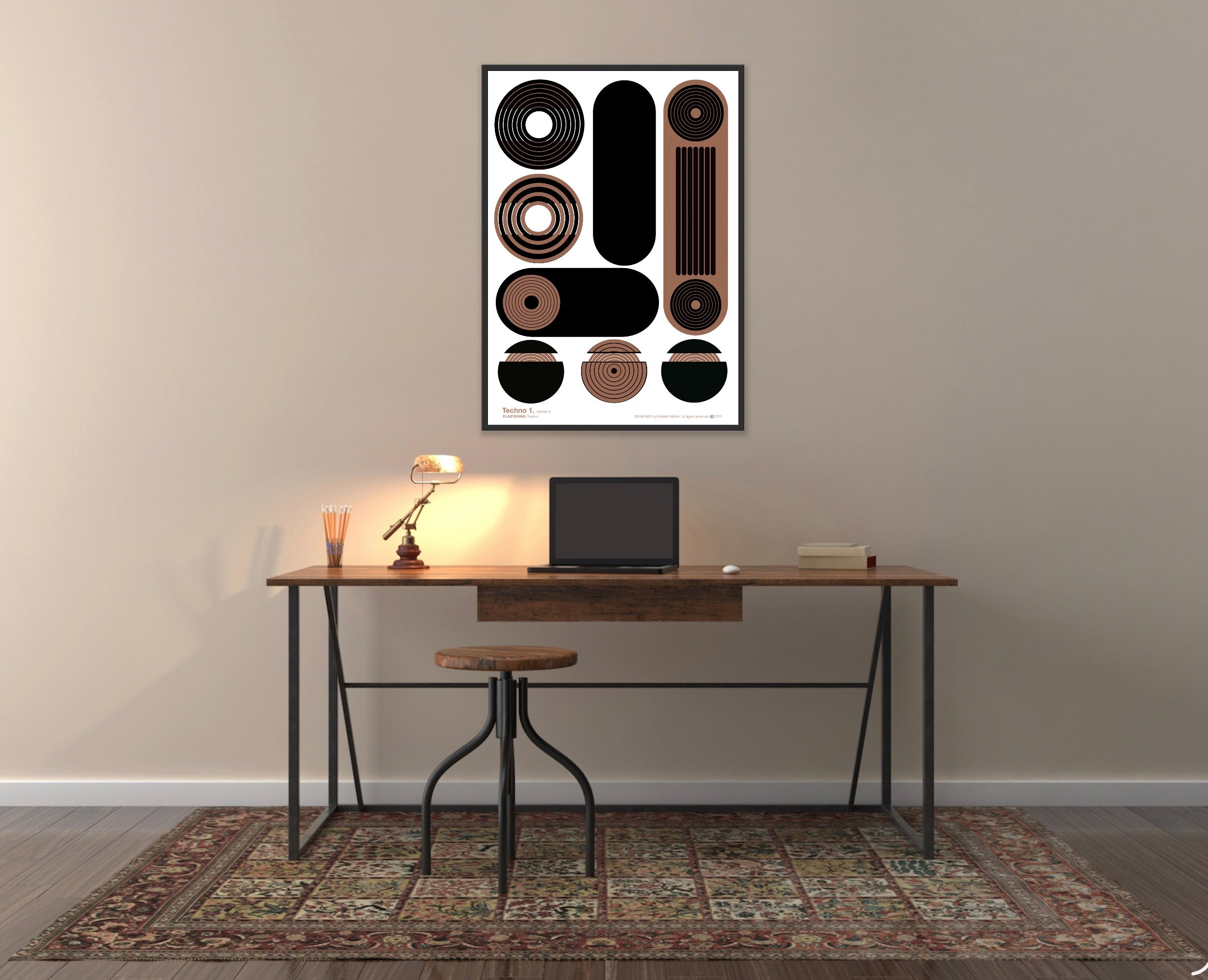 BAUHAUS 1919-1933 Techno 1 V4 | Geometric Techno Art Poster | PlasteringPosters.com