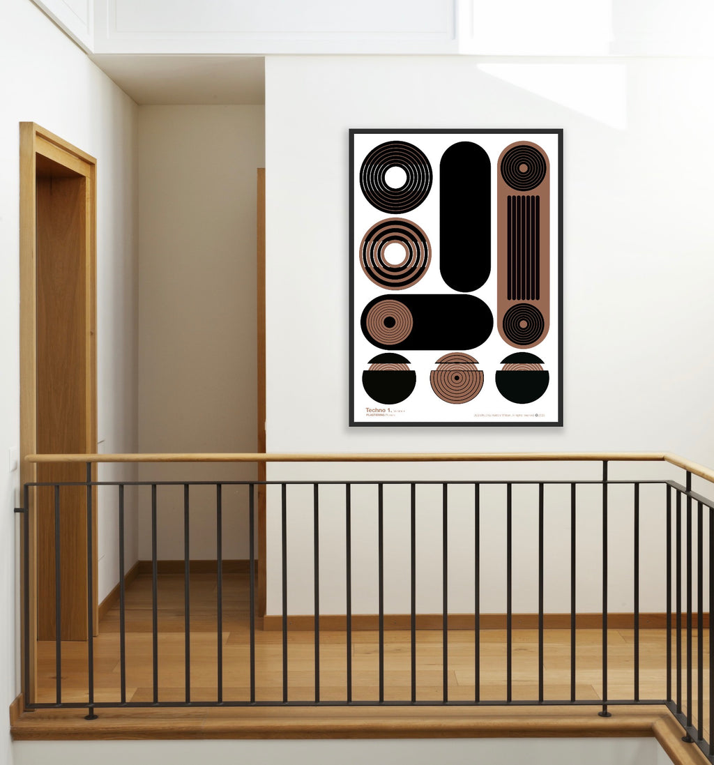 BAUHAUS 1919-1933 Techno 1 V4 | Geometric Techno Art Poster | PlasteringPosters.com