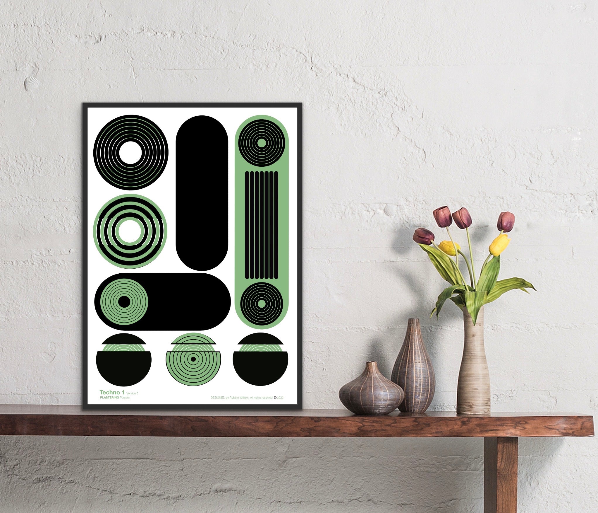 BAUHAUS 1919-1933 Techno 1 V5 | Geometric Techno Art Poster | PlasteringPosters.com
