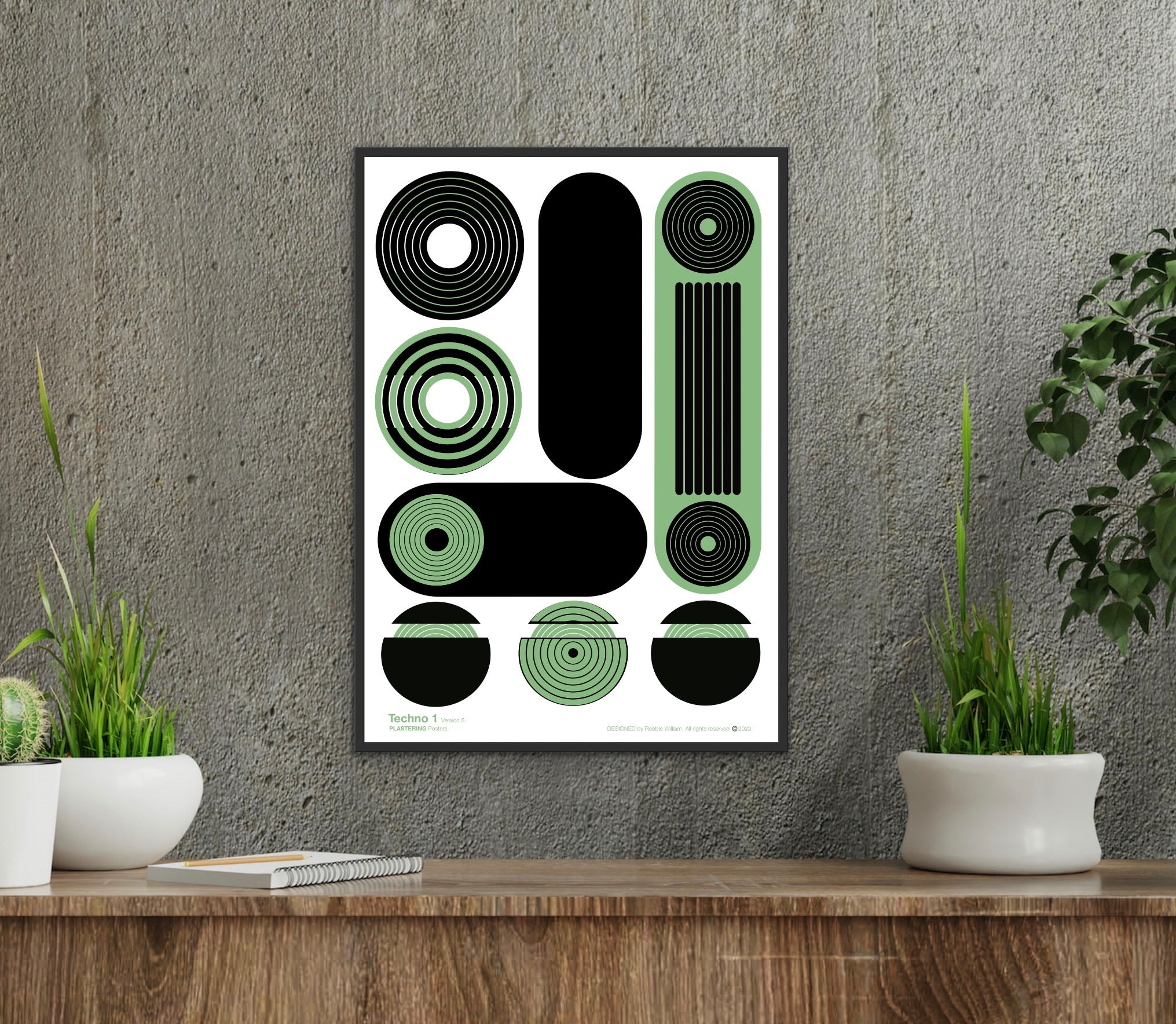 BAUHAUS 1919-1933 Techno 1 V5 | Geometric Techno Art Poster | PlasteringPosters.com