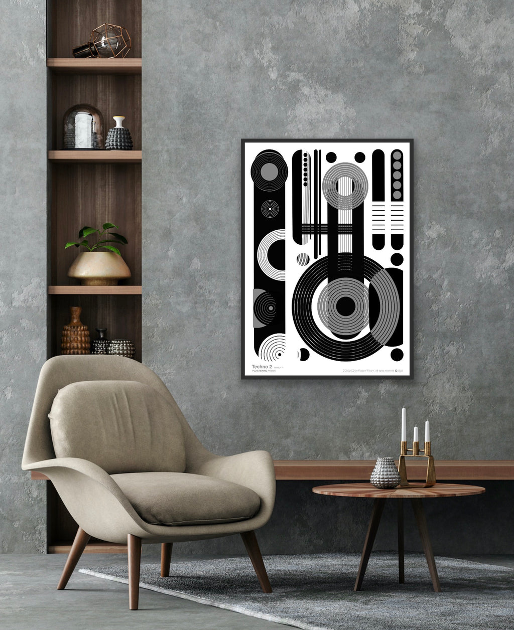 BAUHAUS 1919-1933 Techno 2 V4 | Geometric Techno Art Poster | PlasteringPosters.com