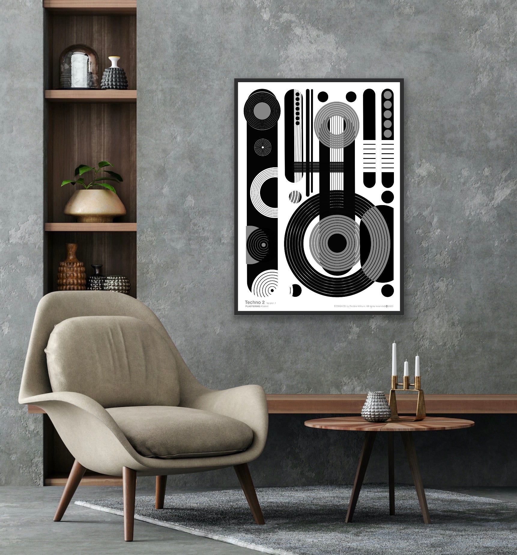 BAUHAUS 1919-1933 Techno 2 V4 | Geometric Techno Art Poster | PlasteringPosters.com