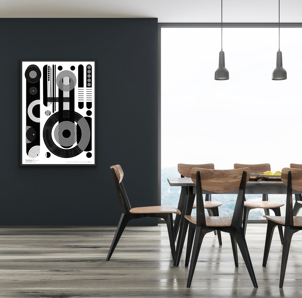 BAUHAUS 1919-1933 Techno 2 V4 | Geometric Techno Art Poster | PlasteringPosters.com