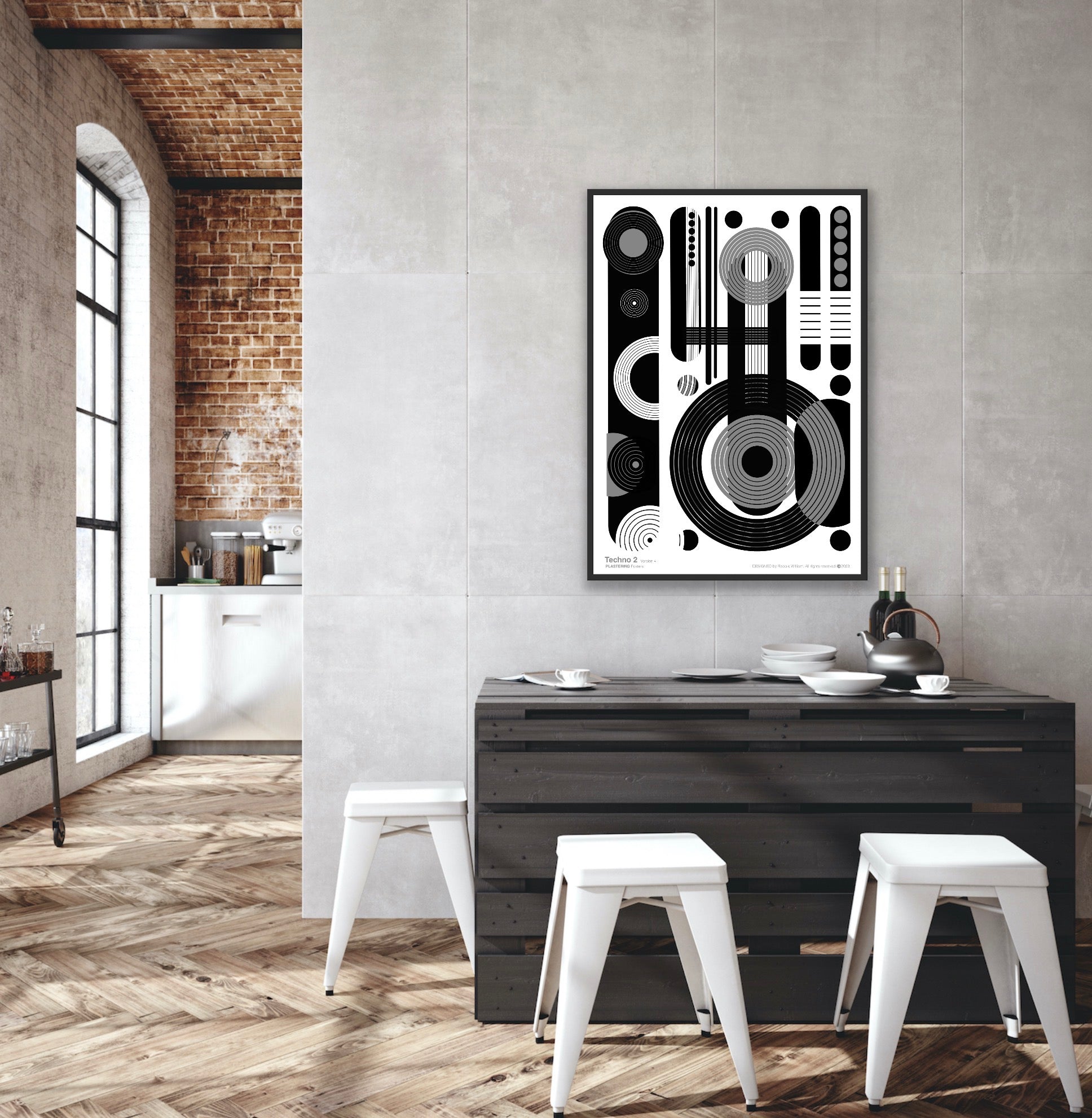 BAUHAUS 1919-1933 Techno 2 V4 | Geometric Techno Art Poster | PlasteringPosters.com