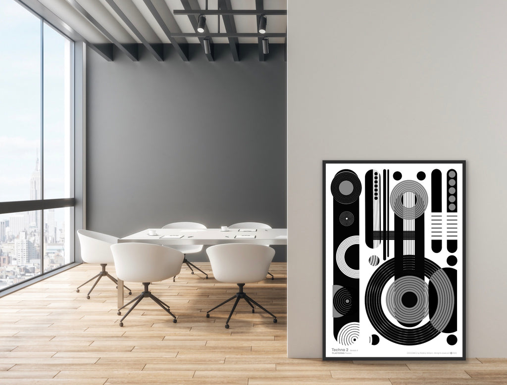 BAUHAUS 1919-1933 Techno 2 V4 | Geometric Techno Art Poster | PlasteringPosters.com