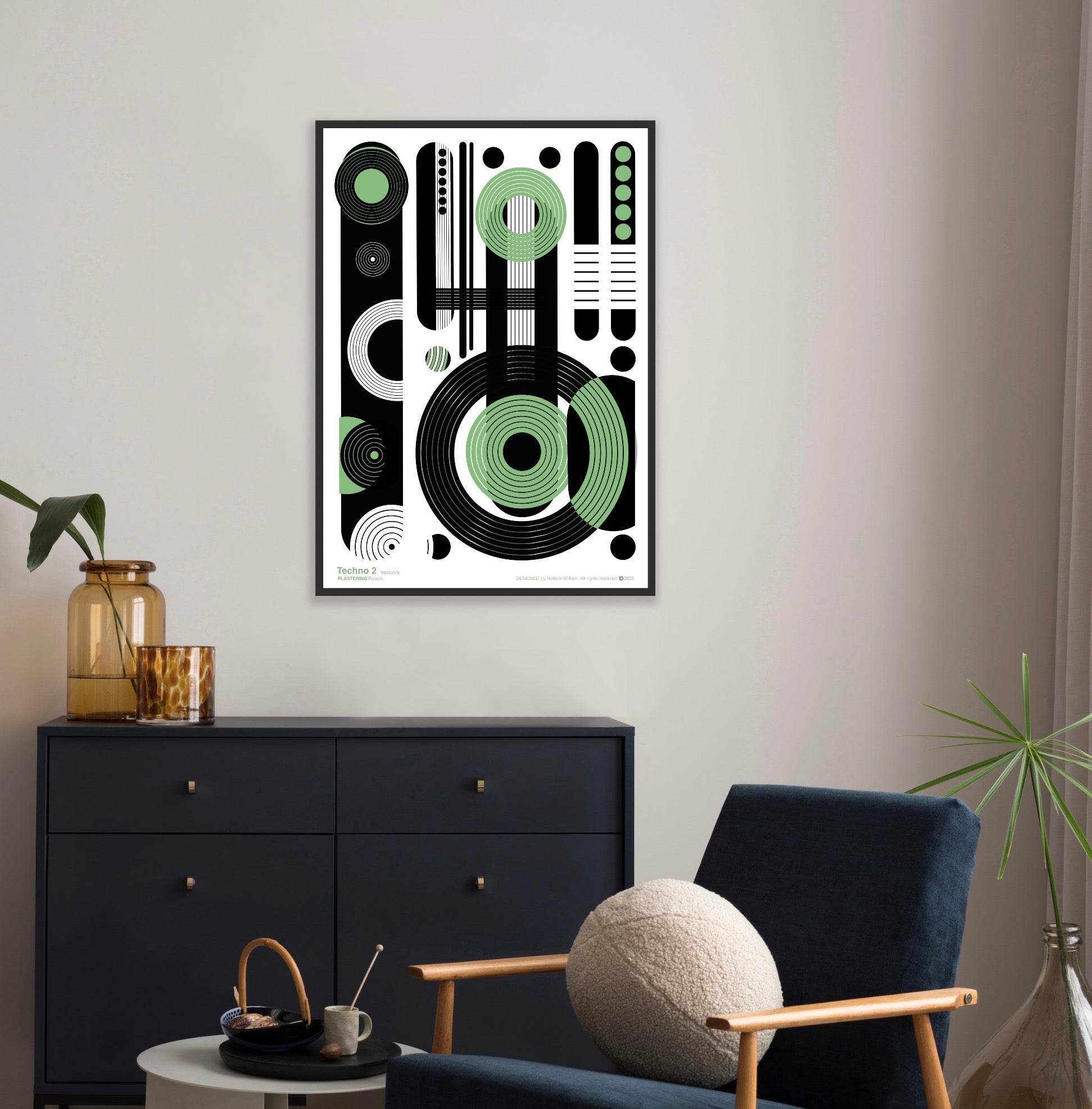 BAUHAUS 1919-1933 Techno 2 V5 | Geometric Techno Art Poster | PlasteringPosters.com