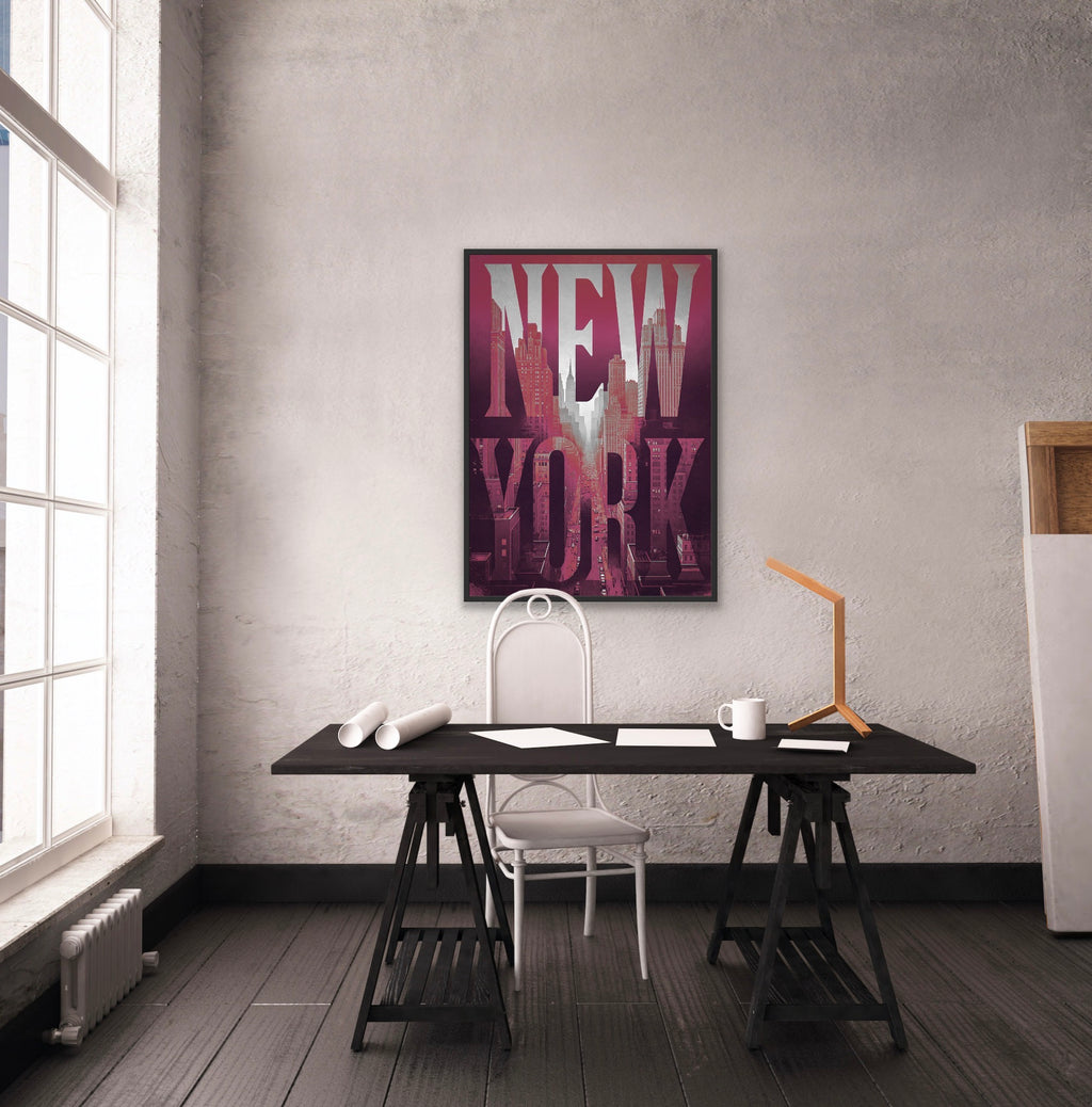 NEW YORK 1 Red | PlasteringPosters.com | Fine Art Printed Posters