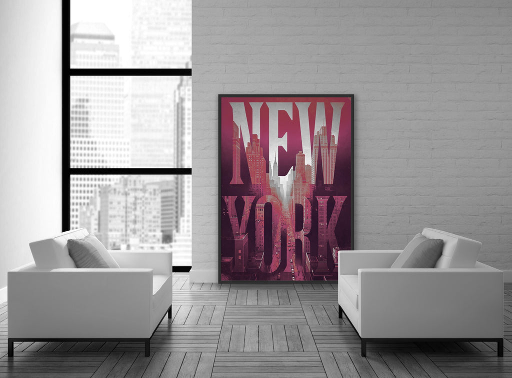 NEW YORK 1 Red | PlasteringPosters.com | Fine Art Printed Posters