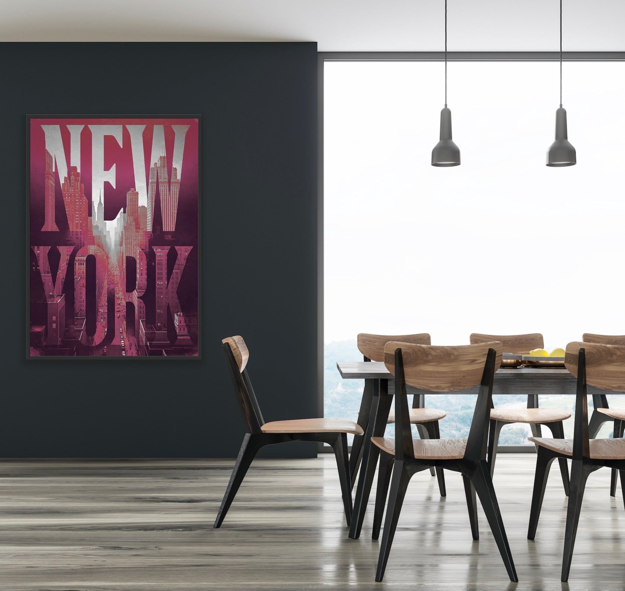 NEW YORK 1 Red | PlasteringPosters.com | Fine Art Printed Posters