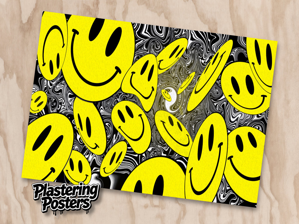 HAPPY DELIRIUM | Smiley Face Pop Art Poster | PlasteringPosters.com